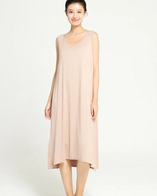 Plus Size Bamboo-Cotton Sleeveless Sleep Dress