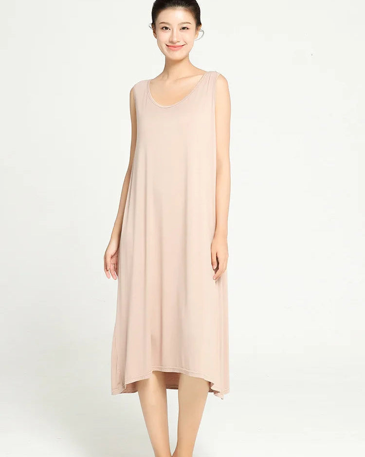 Plus Size Bamboo-Cotton Sleeveless Sleep Dress