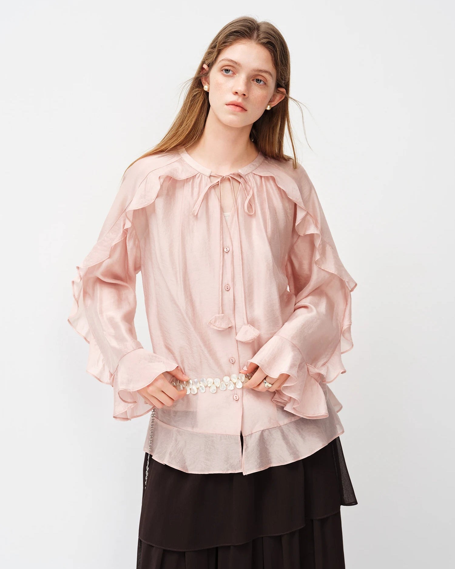Floral Flowy Blouse With Silk-Blend Camisole