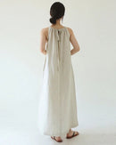Linen Halter-Neck Maxi Dress