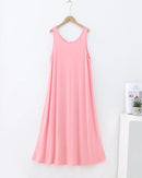Modal Sleeveless Round-Neck Mid-Calf Sleep Dress