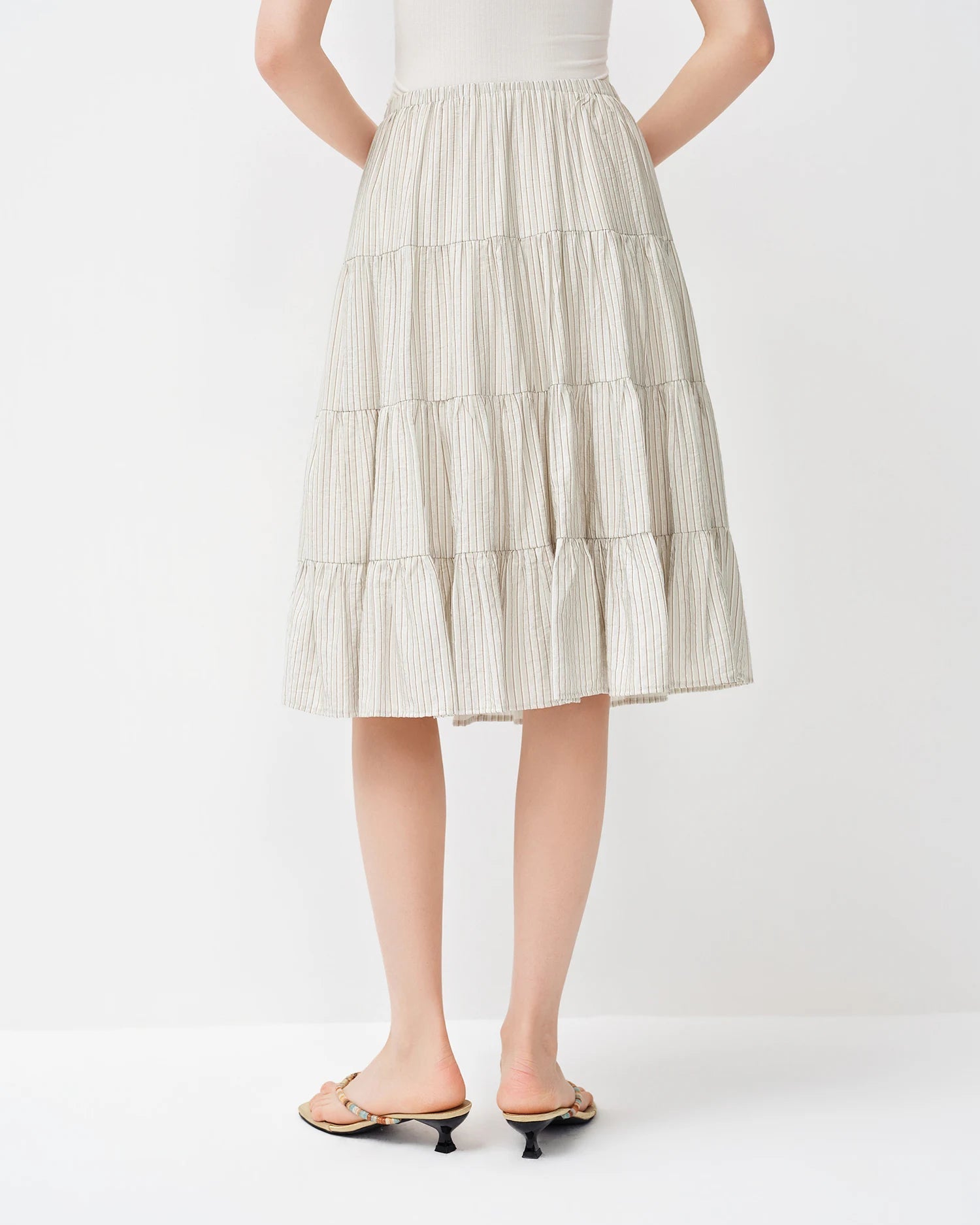 Women's Casual Striped Midi Skirt