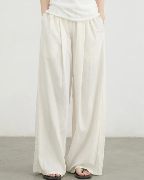 High-Waist Pleated Wide-Leg Trousers