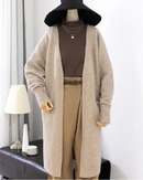 Relaxed Open-Front Knitted Longline Cardigan