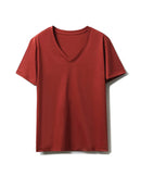 Silk-Cotton-Modal V-Neck Short Sleeve Tee