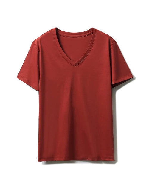 Silk-Cotton-Modal V-Neck Short Sleeve Tee