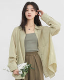 Loose-Fitting Long-Sleeved Shirt With Open Back