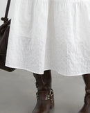 Striped Lantern Sleeve A-Line Midi Dress