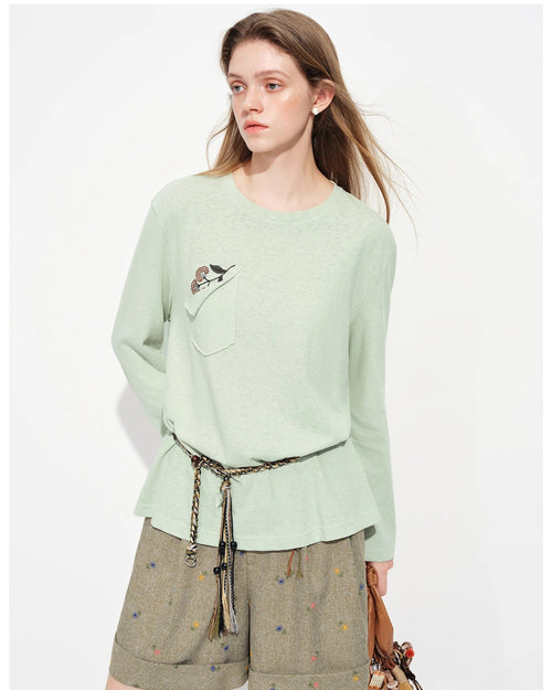 Loose-Fitting Embroidered Sun Protection T-Shirt