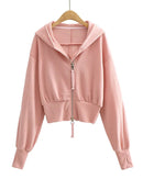 Double-Zip Cropped Hoodie Jacket