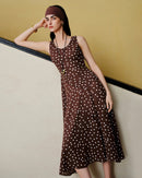 Polka Dot Chiffon Bias-Cut Dress