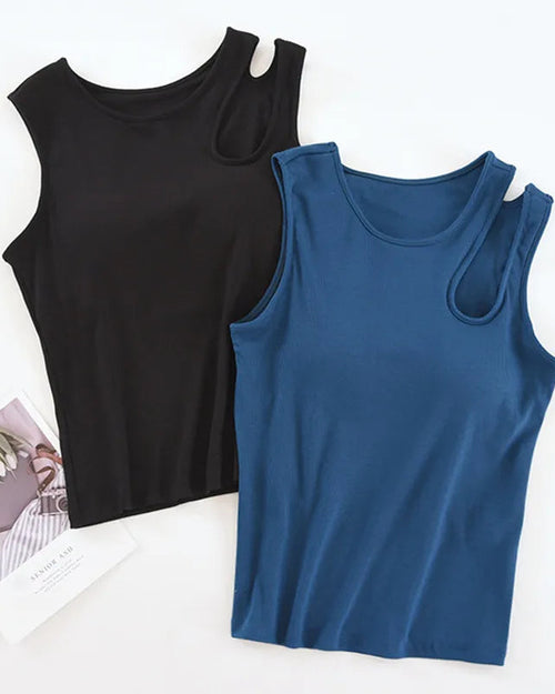 Modal Padded Hollow-Shoulder Cami Vest