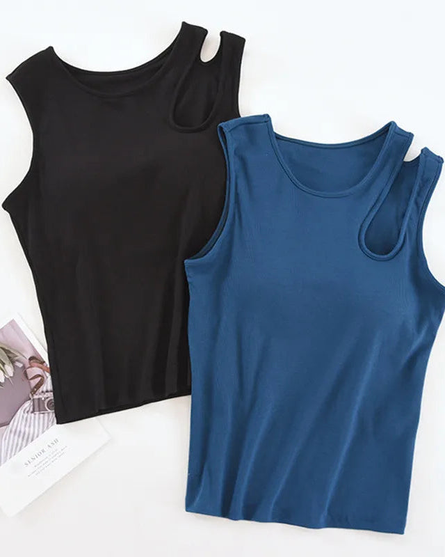 Modal Padded Hollow-Shoulder Cami Vest