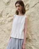 Ruched Linen Sleeveless Vest Top