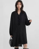 Ruffled V-Neck A-Line Midi Dress