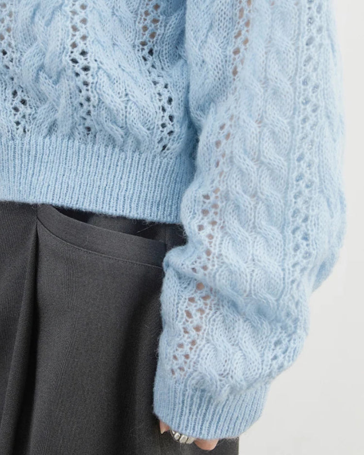 Loose Casual Mohair Hollow Knitted Cardigan