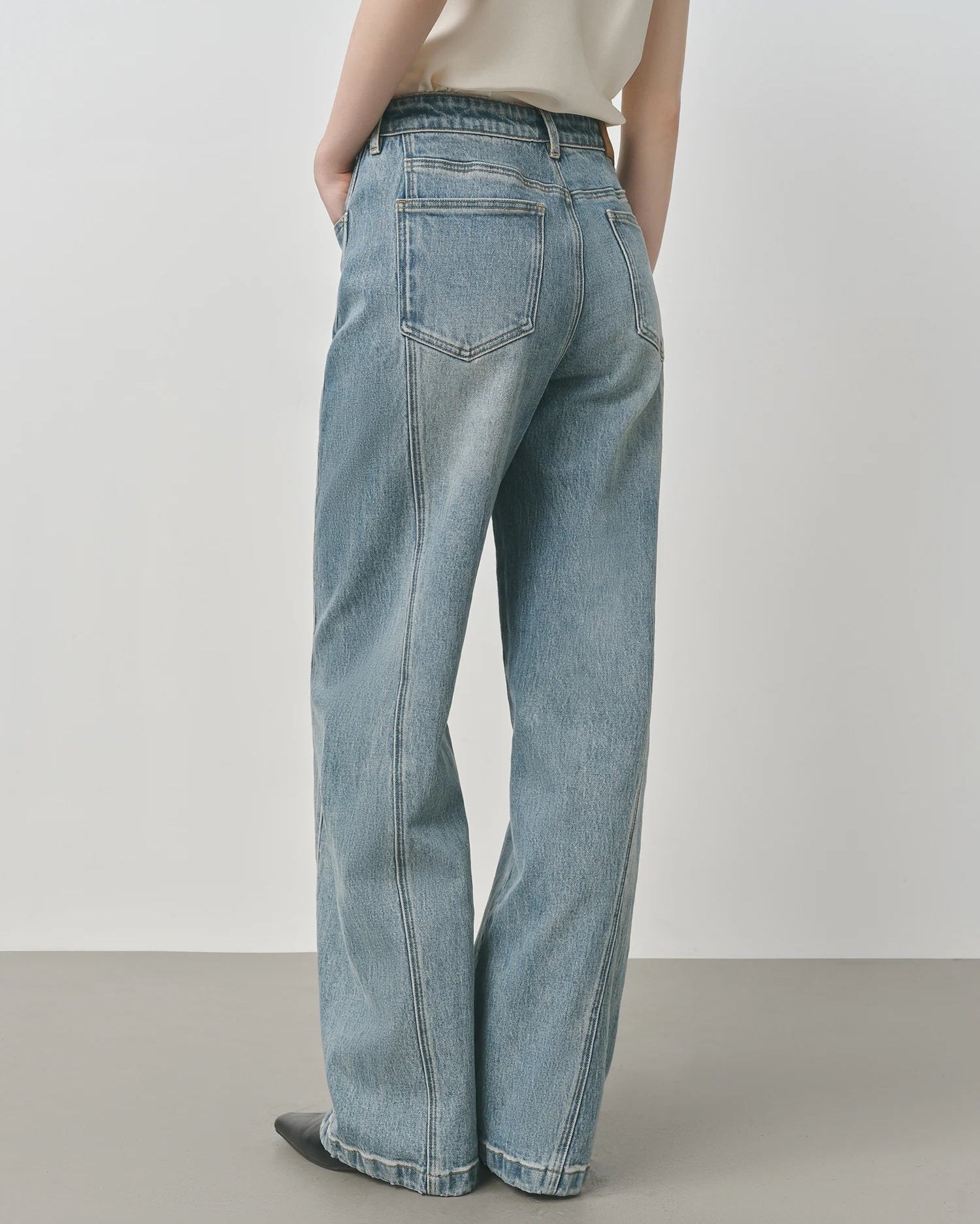 Retro Raw-Denim High-Waisted Jeans