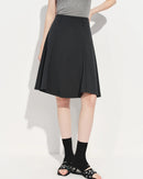 Slim-Fit A-Line Zipper Knee-Length Skirt