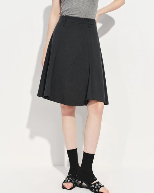 Slim-Fit A-Line Zipper Knee-Length Skirt