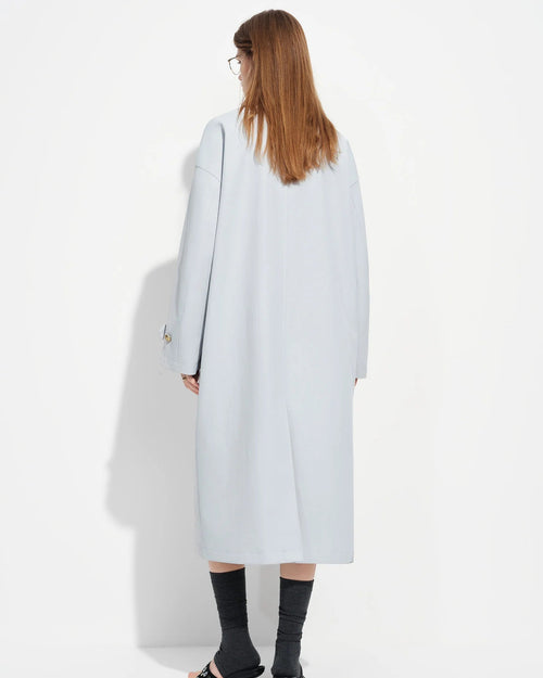 Embroidered Stand-Collar Long Trench Coat