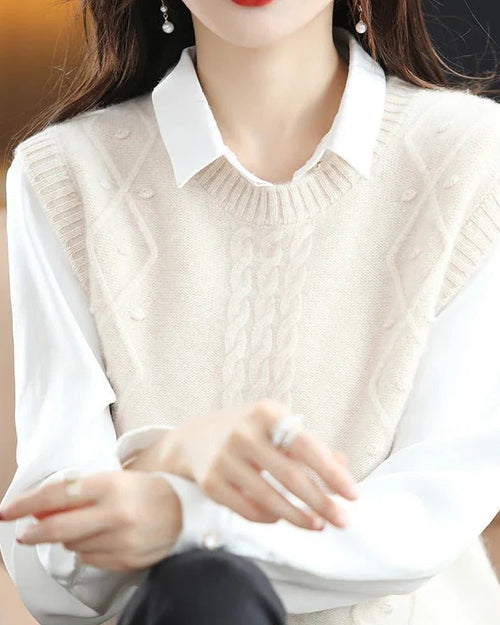 O-Neck 100% Wool Sweater Vest