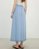 Loose-Fit Solid-Color A-Line Knit Skirt