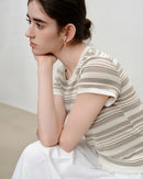 Striped Knit Slim Crew Neck Top