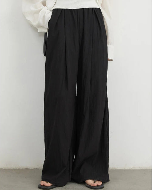 High-Waist Pleated Wide-Leg Trousers