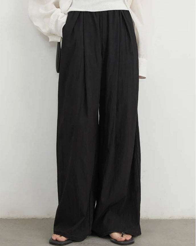 High-Waist Pleated Wide-Leg Trousers