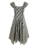 Square Neck Plaid A-Line Dress