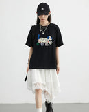 Puppy Embroidery Loose Cotton T-Shirt