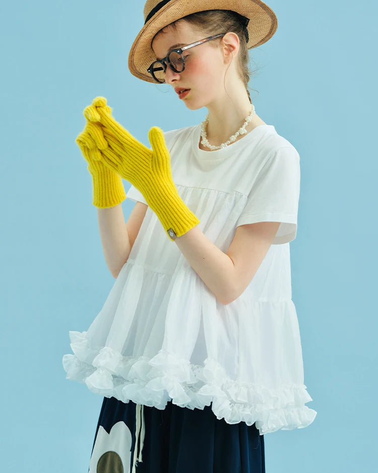 Tiered Spliced Relaxed Knit Tee