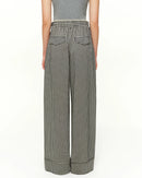 Plaid High-Waist Straight-Leg Blend Trousers