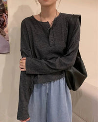Button Design Long Sleeve Shirt