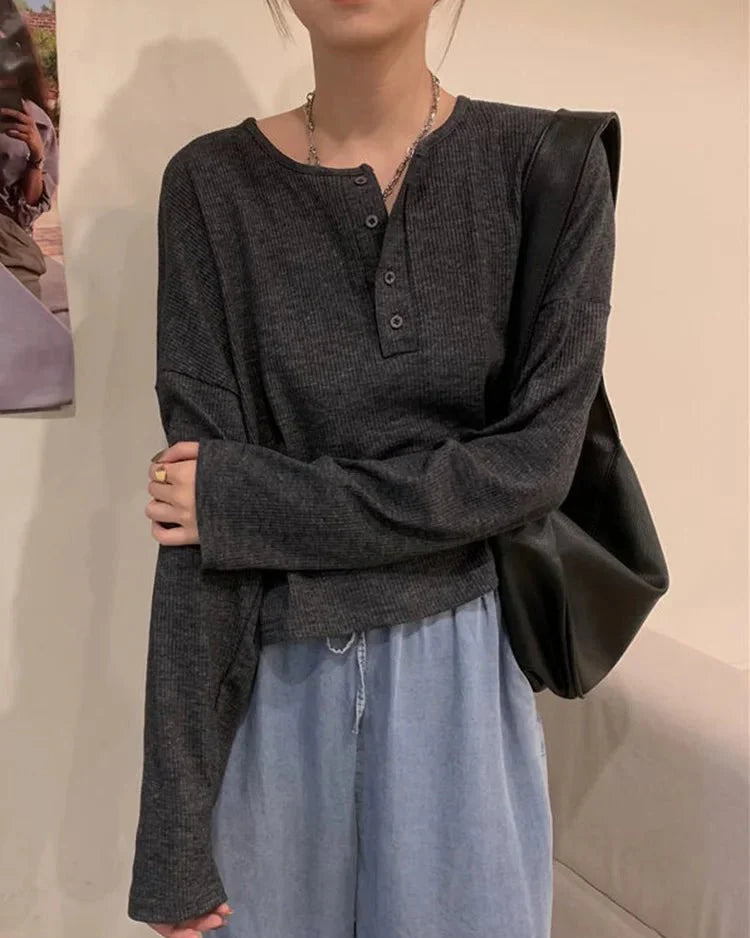 Button Design Long Sleeve Shirt