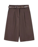 Pleated High-Waisted Shorts