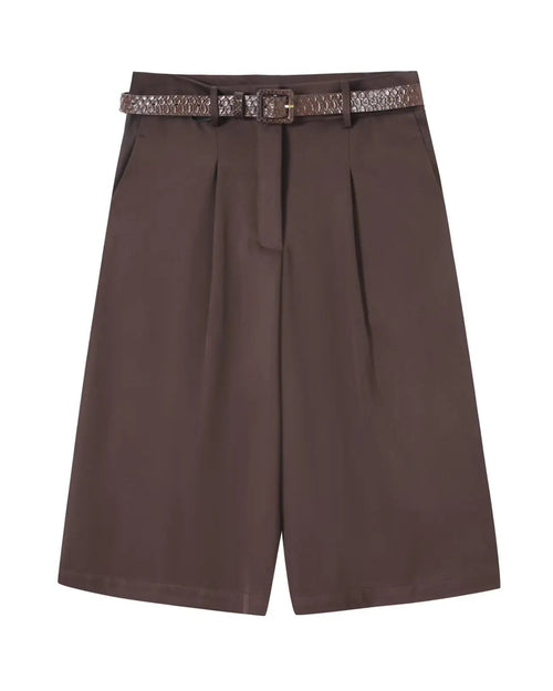 Pleated High-Waisted Shorts