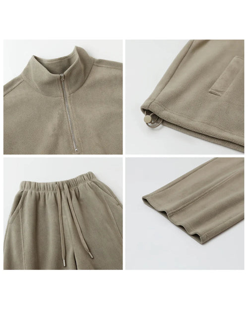 Granular Velvet Stand-Collar Two-Piece Set