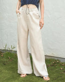 High-waisted wide leg straight pants featuring a flowy, floor-length silhouette. This loose-fit trouser style offers a comfortable drape and elongating look, perfect for casual or office wear.