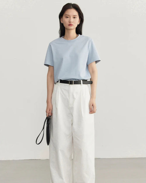 Solid Cotton Relaxed Crew Tee