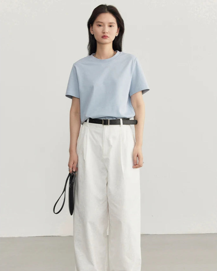 Solid Cotton Relaxed Crew Tee