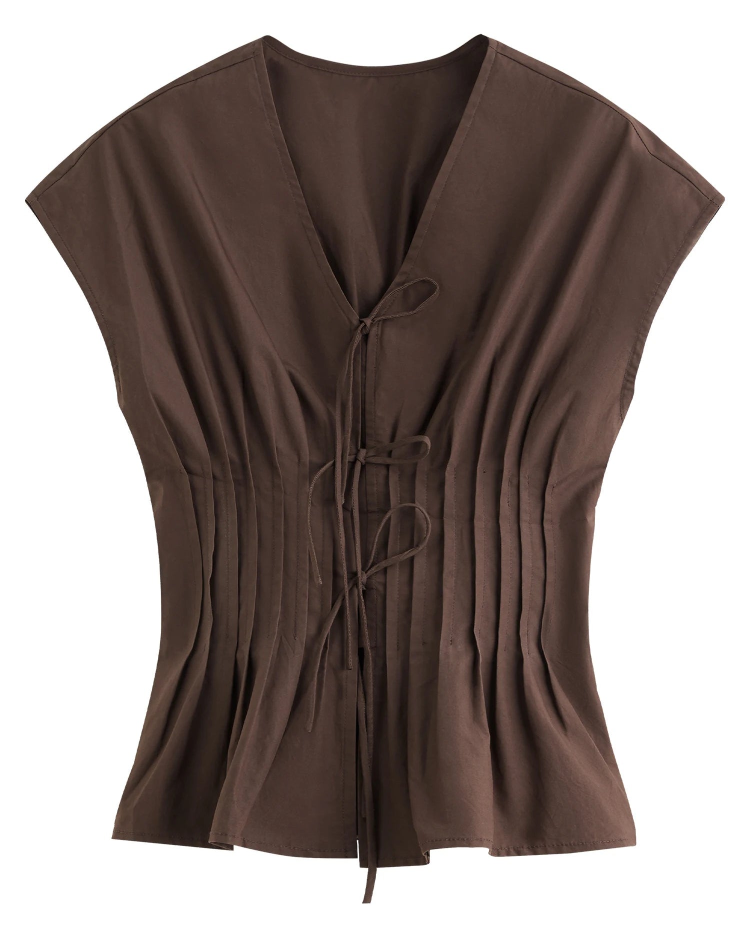 Women's V-Neck Short Sleeve Cotton Casual Blouse