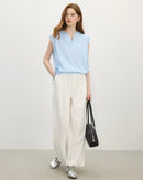 Straight Shoulder V-Neck Sleeveless Blouse