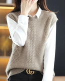 O-Neck 100% Wool Sweater Vest