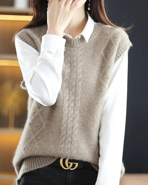 O-Neck 100% Wool Sweater Vest