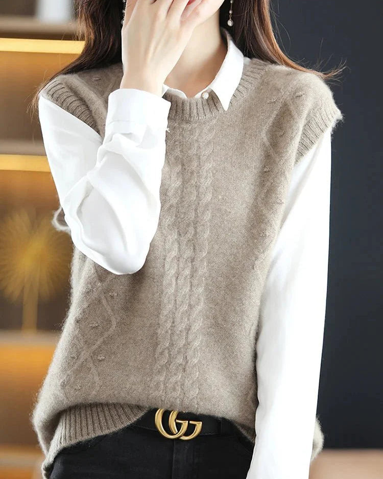 O-Neck 100% Wool Sweater Vest