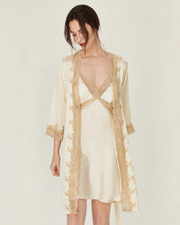 Mulberry Silk Lace V-Neck Spaghetti Strap Sleep Set
