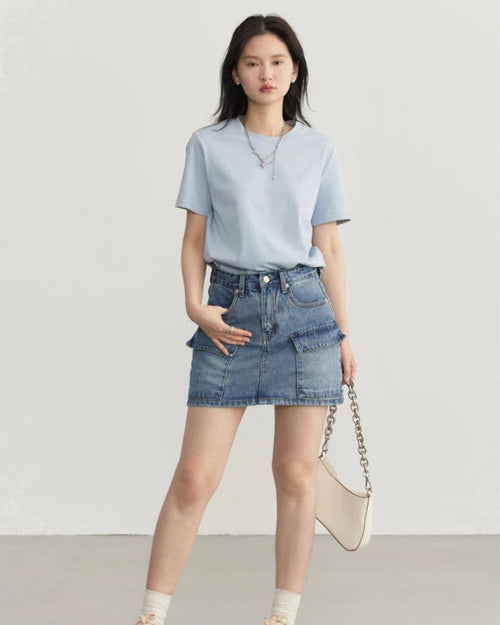 Solid Cotton Relaxed Crew Tee