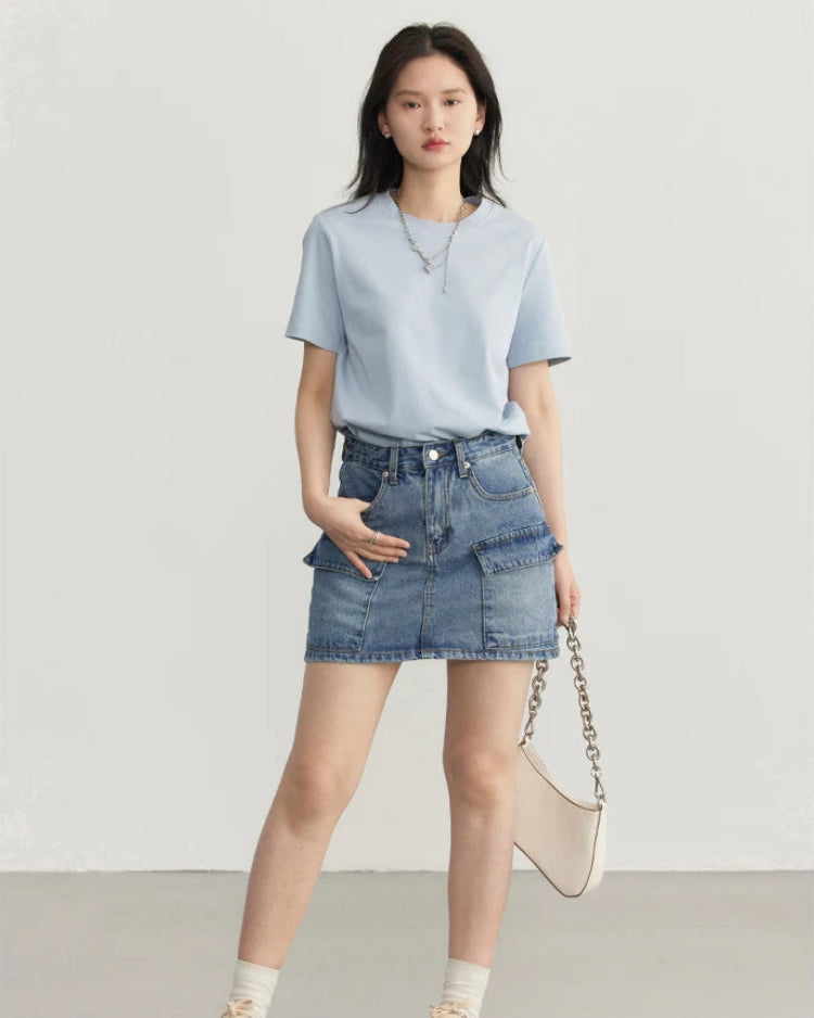 Solid Cotton Relaxed Crew Tee
