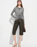 Polo Collar Knit Pullover Top